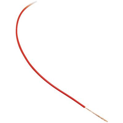 Rødt elkabel med blotlagt kobberledning i enden.