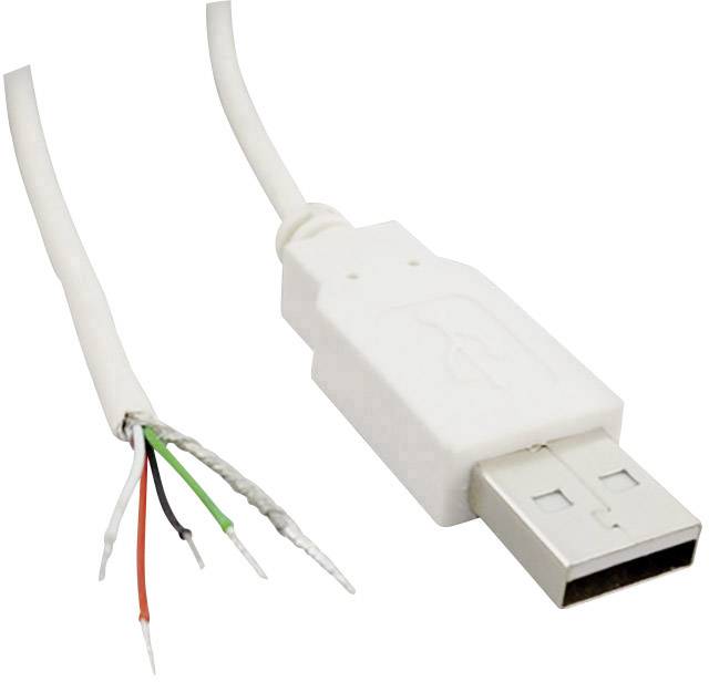 USB En mandlig 2,0 med åben kabelende Stik, lige USB A stik 2.0 10080110 BKL Electronic Indhold: stk Conradelektronik.dk