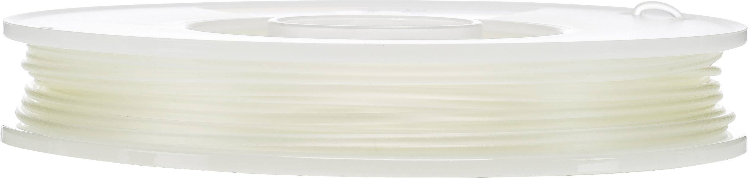 En hvid filamentspole, der bruges til 3D-printere, ligger på siden.