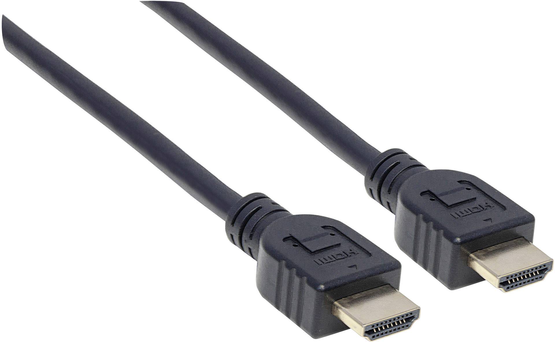 Et sort HDMI-kabel med to stik i hver ende, til overførsel af lyd- og videosignaler mellem enheder.