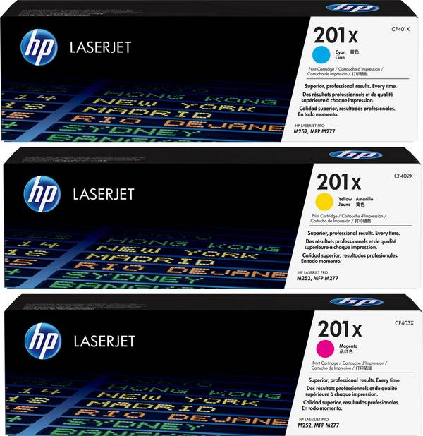HP Tonere 201X Original Kombi-pakke Cyan, Magenta, Gul 2300 Sider CF253XM
