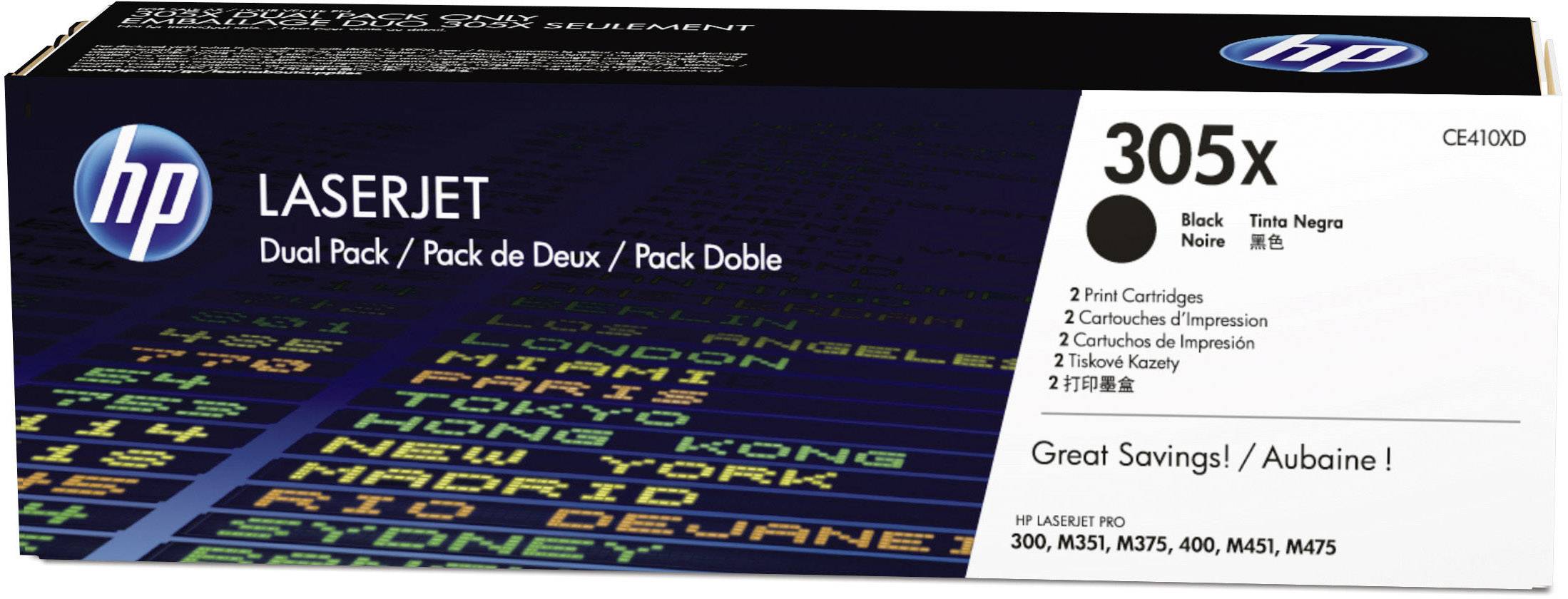 HP 305XD CE410XD Tonere Pakke med 2 stk. Sort 4000 Sider Original Toner-kassette