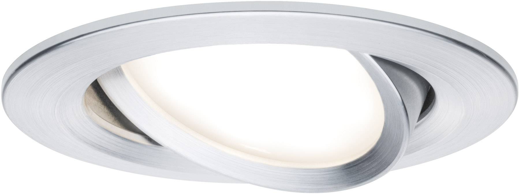 Rund, sølvfarvet loftslampe med drejelig inderdel. Moderne design, velegnet til boligrum.