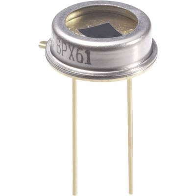 En sølvfarvet fotoelektrisk sensor BPX61 med to lange ben forneden; bruges i lysmålingsudstyr.