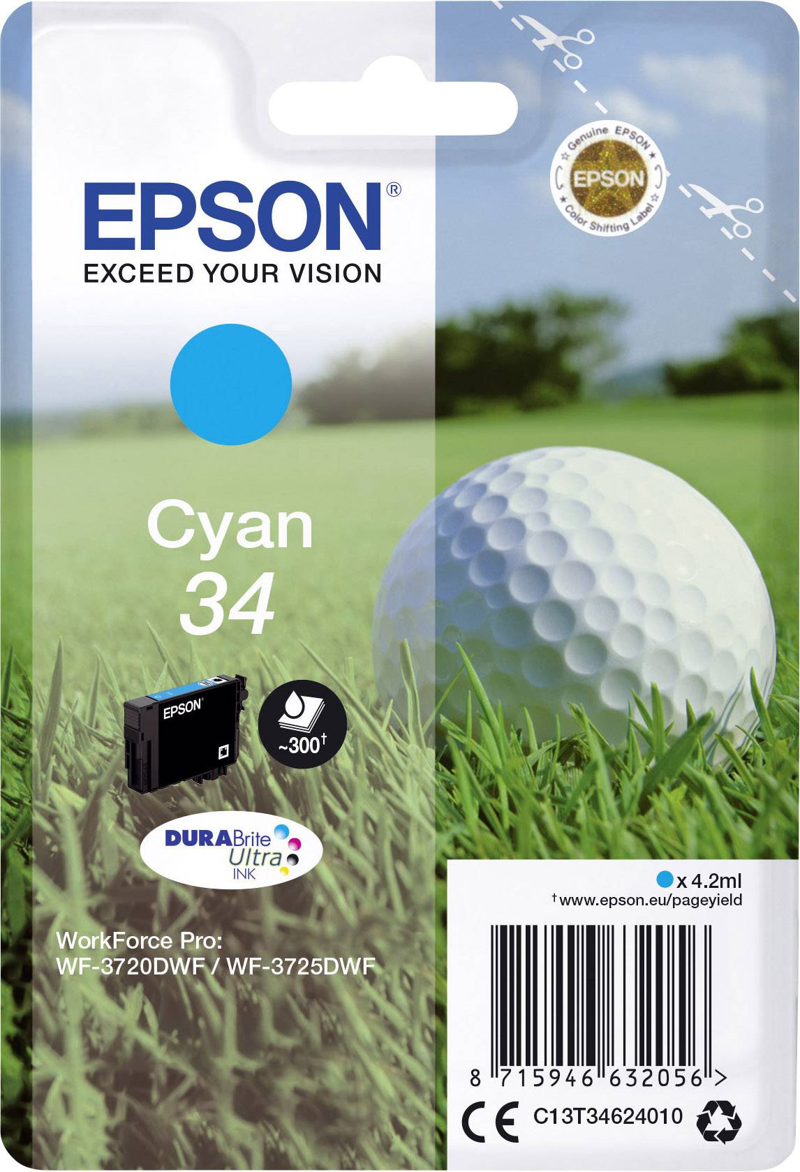 Epson Blæk 34 Original Cyan C 13 T 34624010