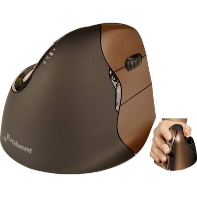 Evoluent VerticalMouse4 VM4SW Small Ergonomisk mus Trådløs Optisk Brun 6 Knapper 2800 dpi Ergonomisk korrekt