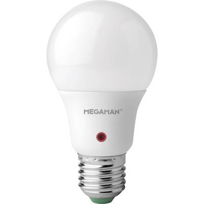 LED-pære fra Megaman, hvid, med standard sokkel, egnet til energibesparende belysning.