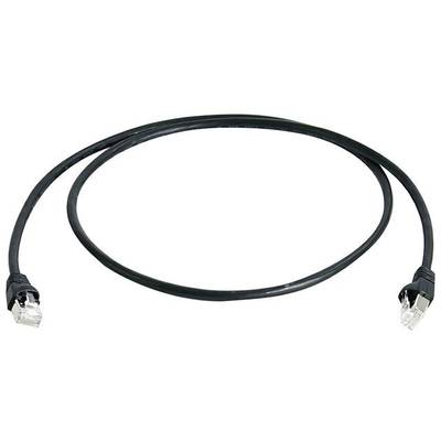 Telegärtner 100008467 RJ45 Netværkskabel, patchkabel CAT 6A S/FTP 3.00 m Sort Flammehæmmende, med låsebeskyttelse, Parsk