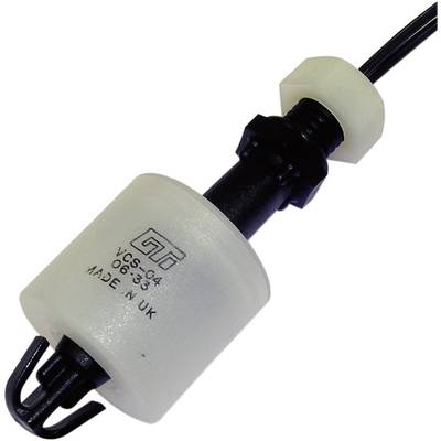 Flydekontakt med påskrift 'VCS-04, 0693-1, Made in UK', bestående af et hvidt plastikhus og et sort kabel.