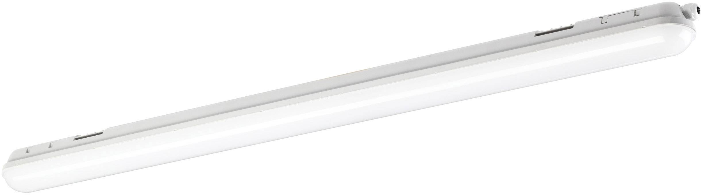En aflang LED-armatur i hvid, egnet til loft- eller vægmontering. Ideel til belysning af indendørs rum.
