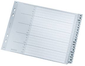 Leitz 1262 Register A4 , Overbredde A-Z Polypropylen Grå 20 registerblade 12620000