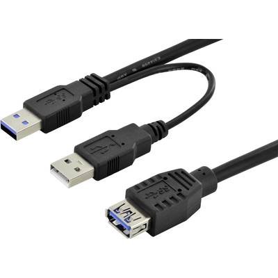 Digitus USB-kabel USB 3.2 Gen1 (USB 3.0) USB-A-hanstik, USB-A-hunstik 0.30 m Sort Rund, dobbeltskærmet DB-300140-003-S