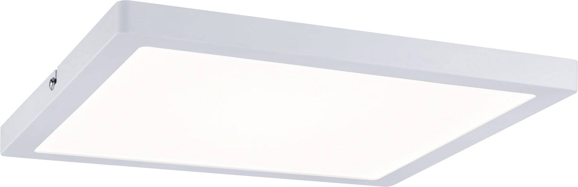 Rektangulær, hvid LED-loftslampe med enkelt design, egnet til belysning af indendørs rum.