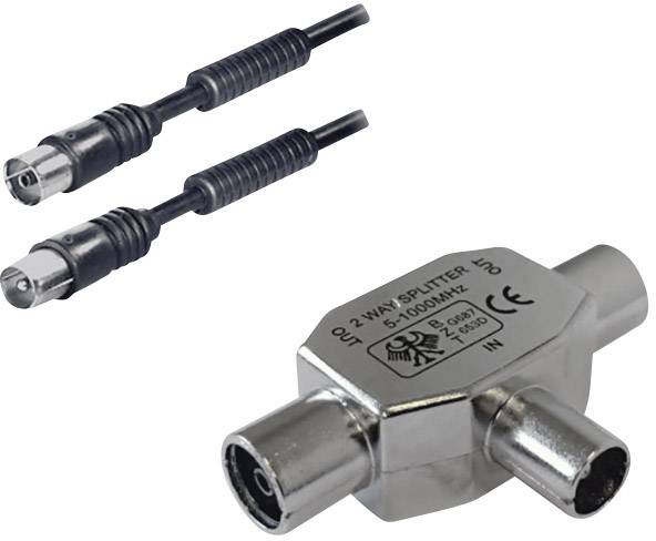 BKL Electronic Antenner, SAT Tilslutningskabel [1x Antennestik 75 Ω - 1x Antennebøsning 75 Ω ] 2.00 m Sort