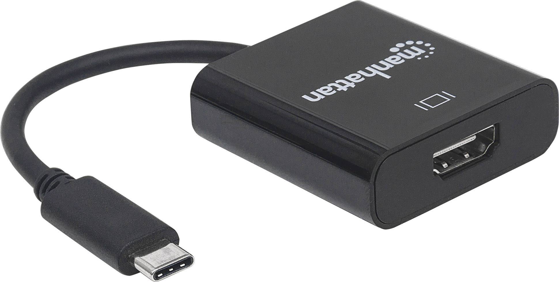 Manhattan 151788 USB / HDMI Adapter [1x USB 3.2 Gen 2 C (USB 3.1) - 1x HDMI-tilslutning] Sort Farvekodet, Fleksibel, Folieskærm, UL-certificeret, Dobbeltsidet stik, forgyldte stik 0.80 m