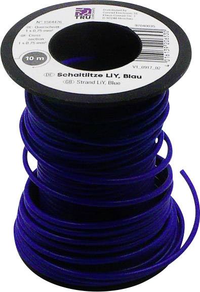 Blå ledning med PVC-kappe, 10 meter, 0,75 mm².