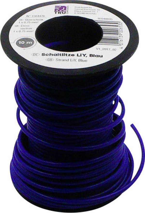TRU COMPONENTS 1564476 Tråd LiY 1 x 0.75 mm² Blå  10 m