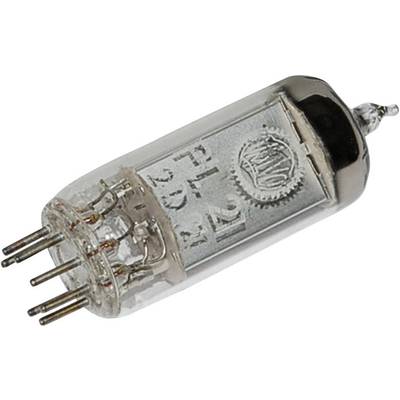 En glasrør med metalstifter og en sølvcylinder indvendigt, sandsynligvis et elektronrør eller vakuumrør.