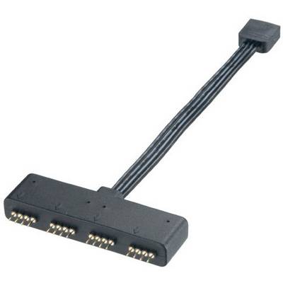 Et sort adapterkabel med fire kobbercontakter på den ene side og et lille stik i enden af kablet.