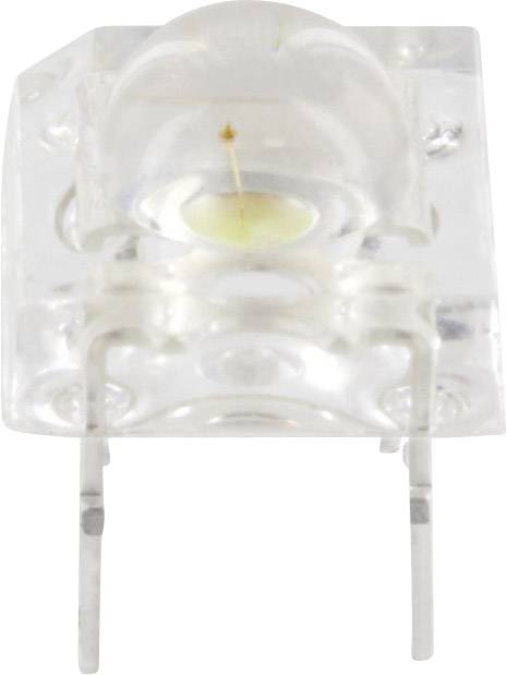En transparent LED med to metalben, egnet til brug i elektroniske kredsløb, lyser ikke.