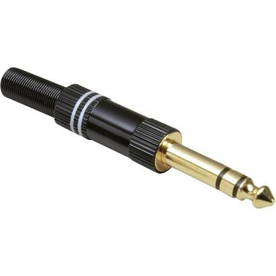 TRU COMPONENTS TC-2502111 Jack-stik 6,35 mm Stik, lige Poltal: 3 Stereo Sort, Hvid 1 stk