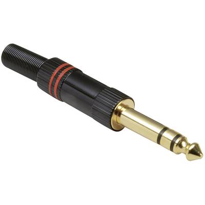 TRU COMPONENTS TC-2502112 Jack-stik 6,35 mm Stik, lige Poltal: 3 Stereo Sort, Rød 1 stk