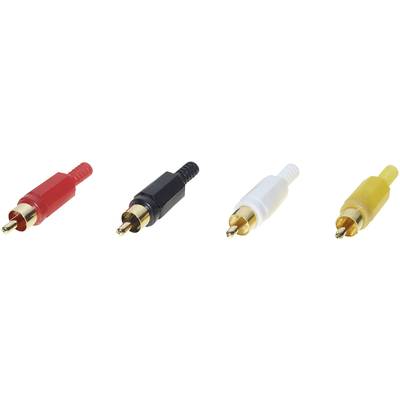TRU COMPONENTS 1601057 Cinch-stik Stik, lige Poltal: 2 Mono Rød, Sort, Gul, Hvid 4 stk