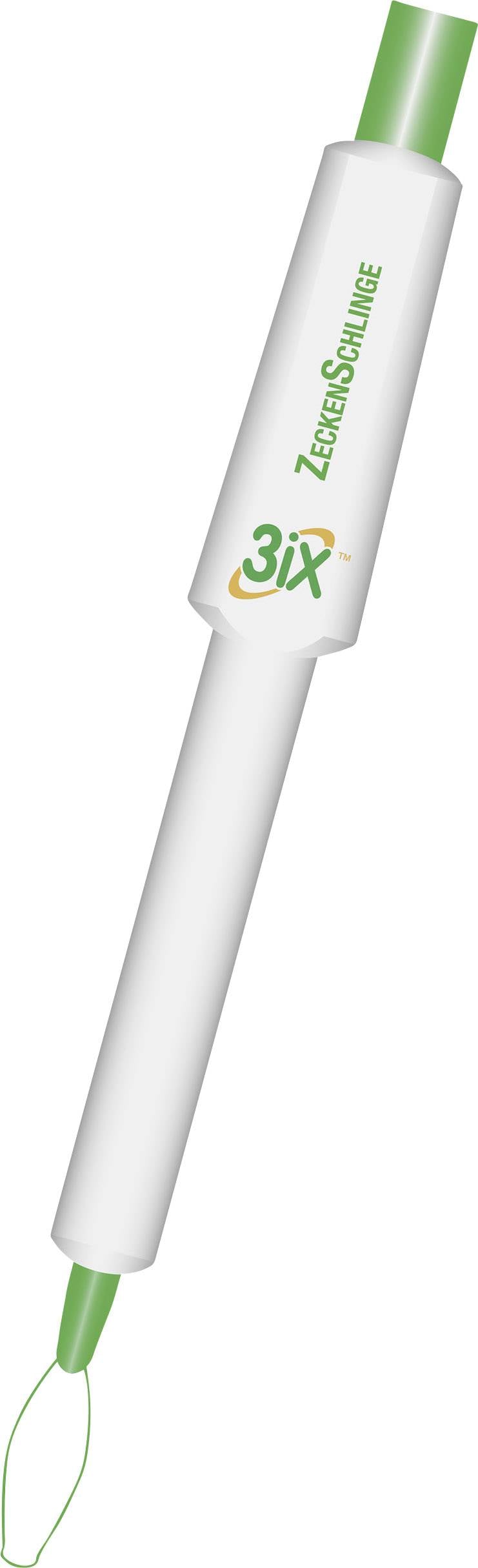 En grøn pen med hvidt hus, mærket med 'Tandskum' og '3ix'.