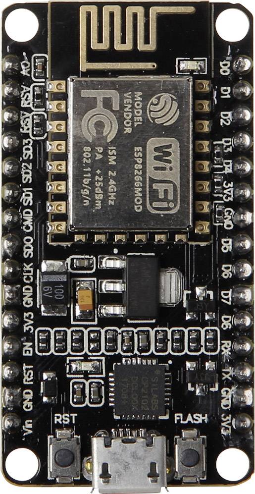 Et mikrocontroller-board med WLAN-modul og Micro-USB-tilslutning, velegnet til IoT-projekter og trådløs kommunikation.