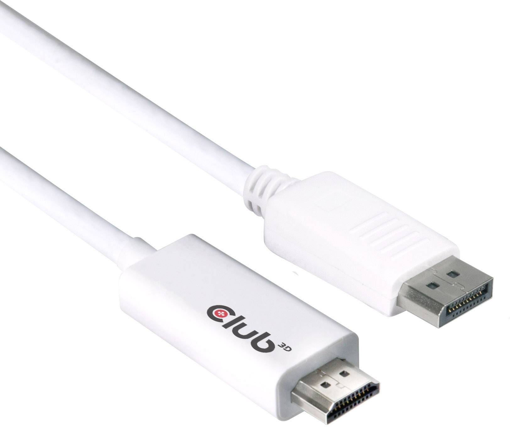 club3D DisplayPort / HDMI Adapterkabel DisplayPort-stik, HDMI-A-stik 3.00 m Hvid CAC-1073 Displayport-kabel