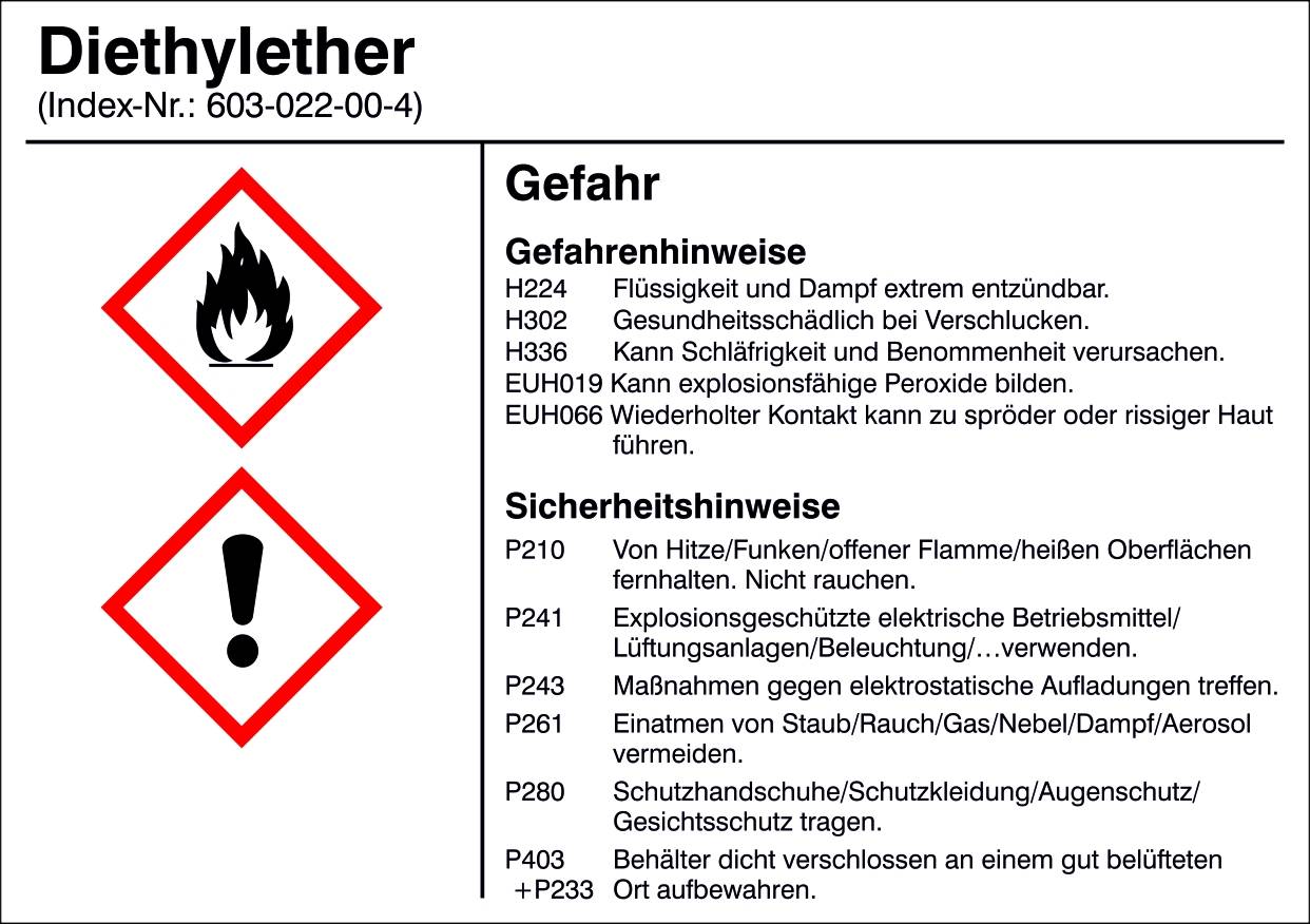 SafetyMarking 21.B1200.07 Etikette til farlige stoffer G007 Diethylether Folie selvklæbende (B x H) 105 mm x 74 mm 1 stk