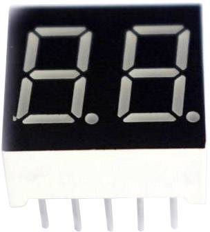 Et LED-display viser tallet '8,8' med et decimalpunkt til højre for hver ciffer. Det står lodret med synlige forbindelsesstifter.