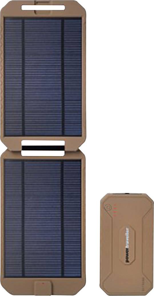 To solarpaneler forbundet med en bærbar oplader.