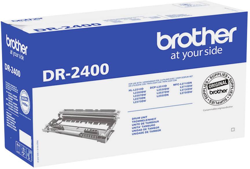 'Tromleenhed DR-2400 fra Brother i en blå æske. Indeholder modeller: HL-L2310D, DCP-L2530DW, MFC-L2710DW og andre.'