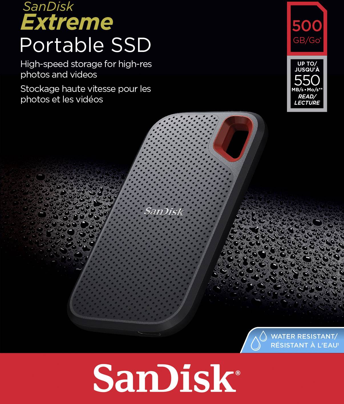 SanDisk Portable 500 GB Ekstern SSD-harddisk USB 3.2 (Gen 2) Sort SDSSDE60-500G-G25
