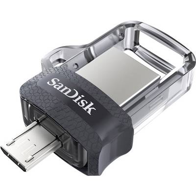 USB-stik fra SanDisk med aftagelig beskyttelseshætte og en Micro-USB-tilslutning til mobile enheder.