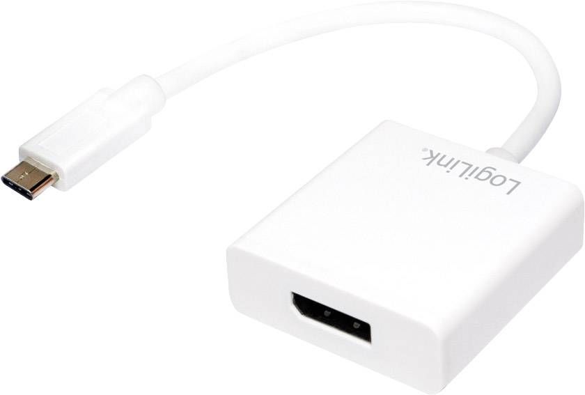 USB-C-til-HDMI-adapter med et hvidt kabel. Ideel til at forbinde en computer med en HDMI-kompatibel skærm eller projektor.