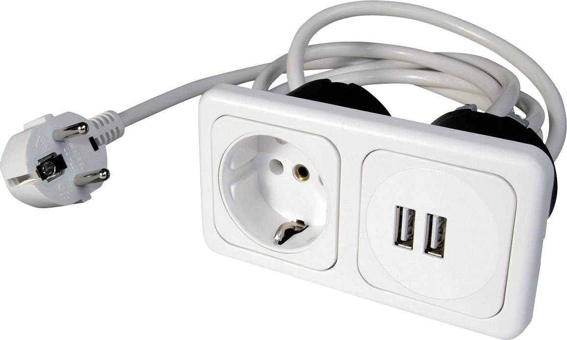 interBär 9016-108-81 Enkel Stikkontakt med USB IP20 Hvid