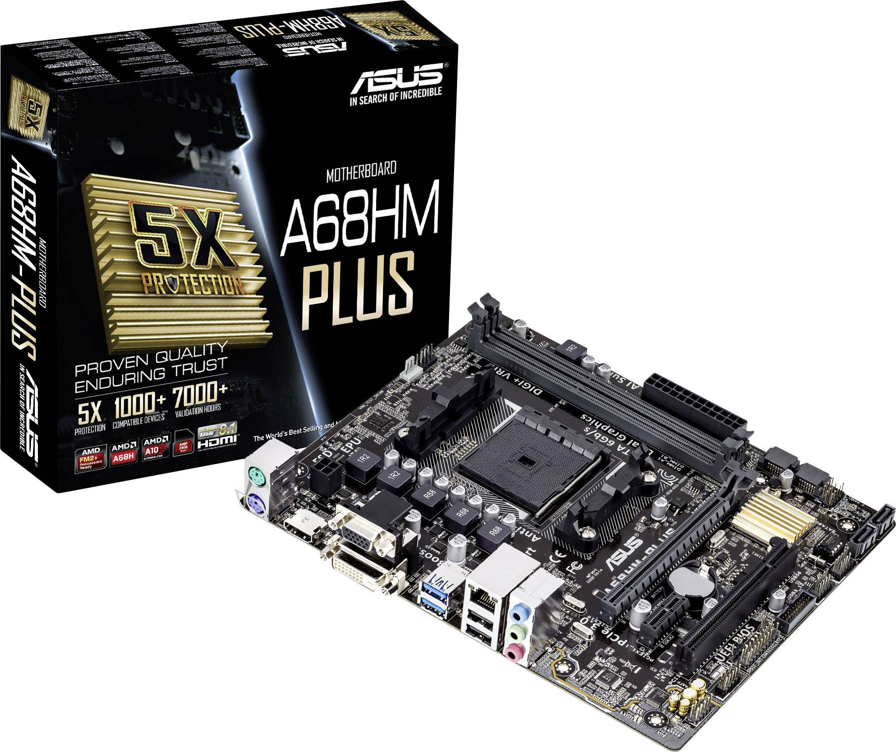 Asus A68HM-PLUS Bundkort Sokkel AMD FM2+ Formfaktor Micro-ATX Mainboard-chipsæt AMD® A68H