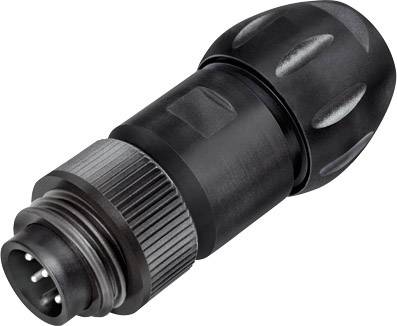 Elektrisk stikforbinder i cylinderform med flere metalstik, egnet til robuste forbindelser i industrielle applikationer.