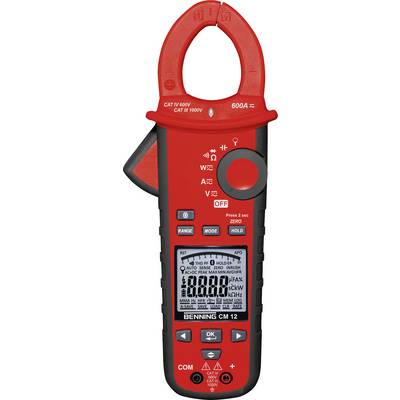 Rødt digitalt tangmåleinstrument viser 0 ampere på skærmen. Bruges til at måle elektrisk strøm og spænding.