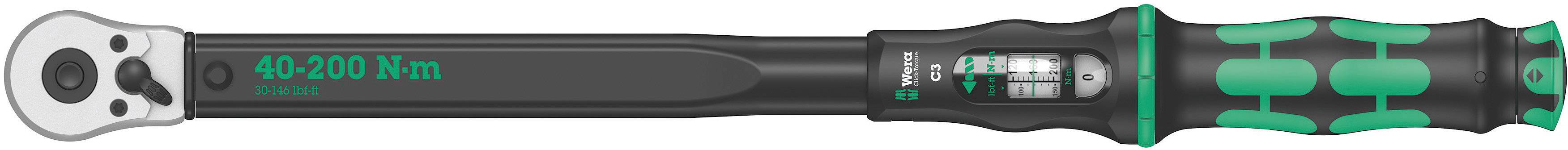 Momentnøgle med justerbart område fra 40-200 Nm. Ergonomisk greb og skala til præcis indstilling.