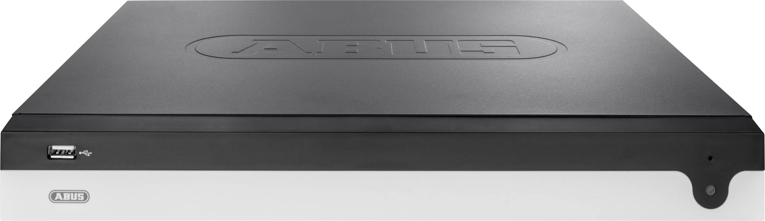 En sort, rektangulær Abus-server med en USB-port på venstre side.