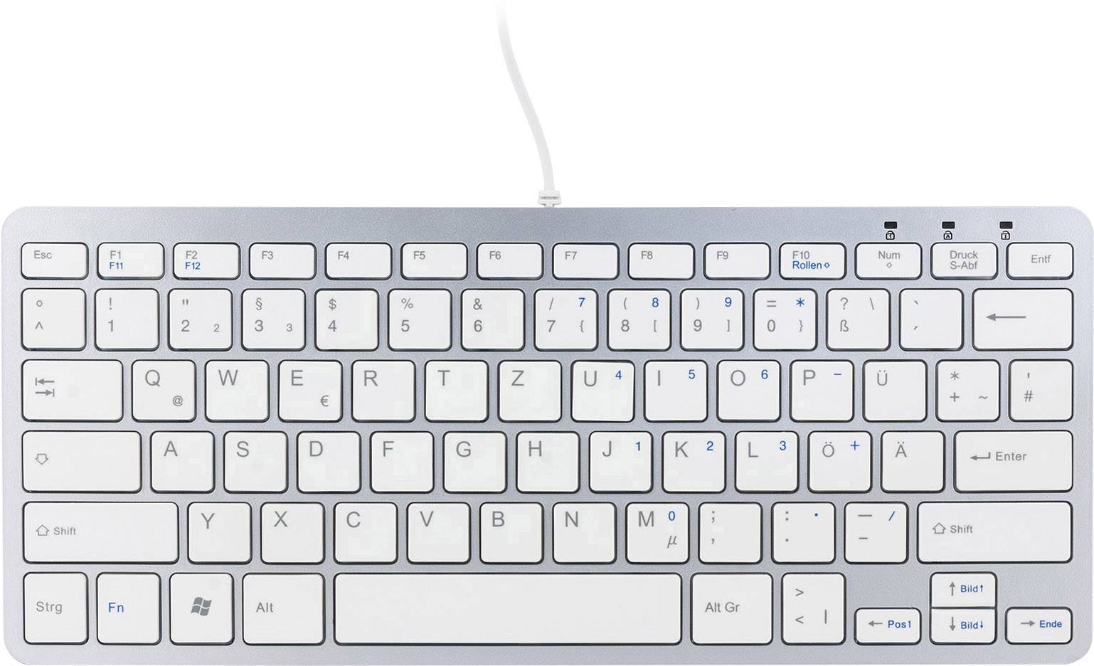 R-GO Tools RGOECQZW USB Tastatur Deutsch, QWERTZ Hvid Ergonomisk korrekt