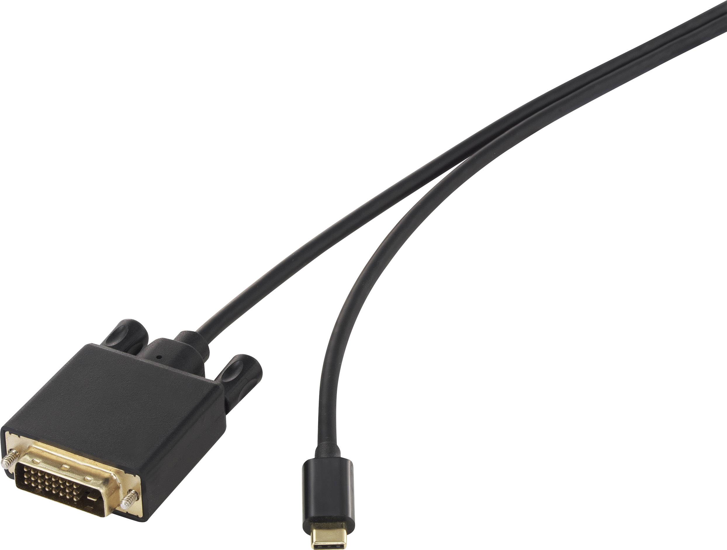 Renkforce / Adapterkabel USB-C® stik, DVI-D 24+1-pol. m Sort RF-4535912 forgyldte stik USB-C®-displ | Conradelektronik.dk