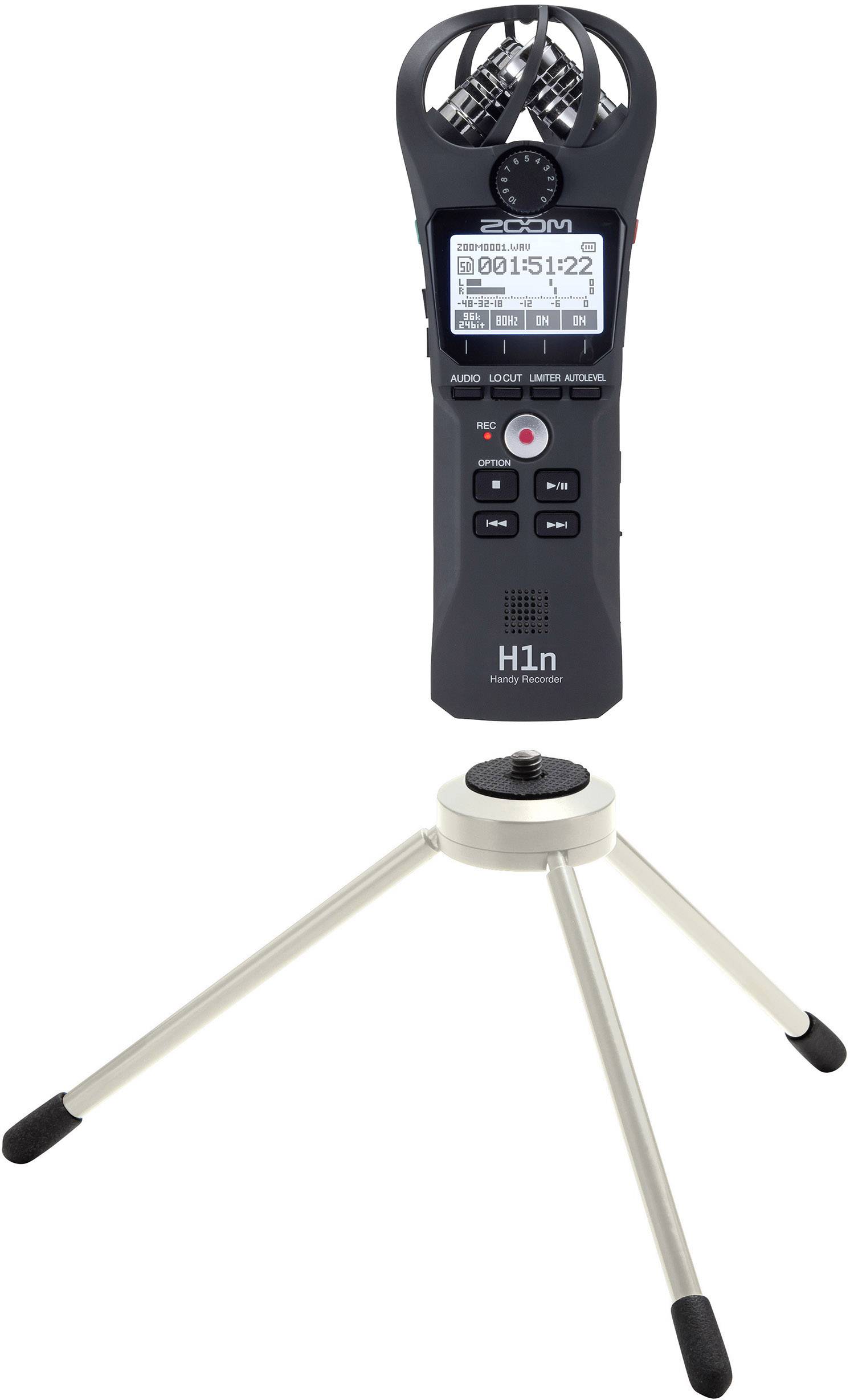Zoom H1n + Tripod Mobil audiooptager Sort Conradelektronik.dk