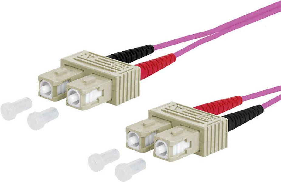 Metz Connect 151S1EOEO20E Glasfiber Lyslederkabel Tilslutningskabel 2.00 m Violet [2x SC-stik - 2x SC-stik] 50/125 µ Multimode OM4