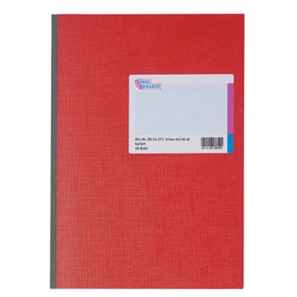 <br>  König & Ebhardt<br>  Kladde<br>  8614271<br>  Notesbog<br>  karieret<br>  Rød<br>  48 Blad<br>  DIN A4<br>