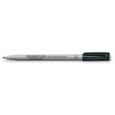 Grå Staedtler Lumocolor ikke-permanent marker med sort hætte, velegnet til whiteboard-brug.