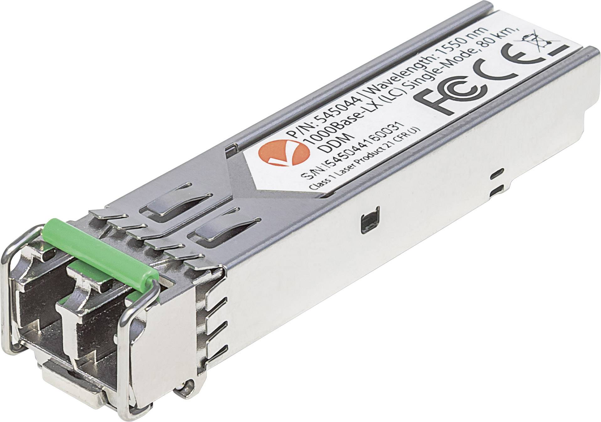 Et optisk transceiver-modul med detaljer som 'Bølgelængde: 1550 nm', Single-Mode til netværksapplikationer.